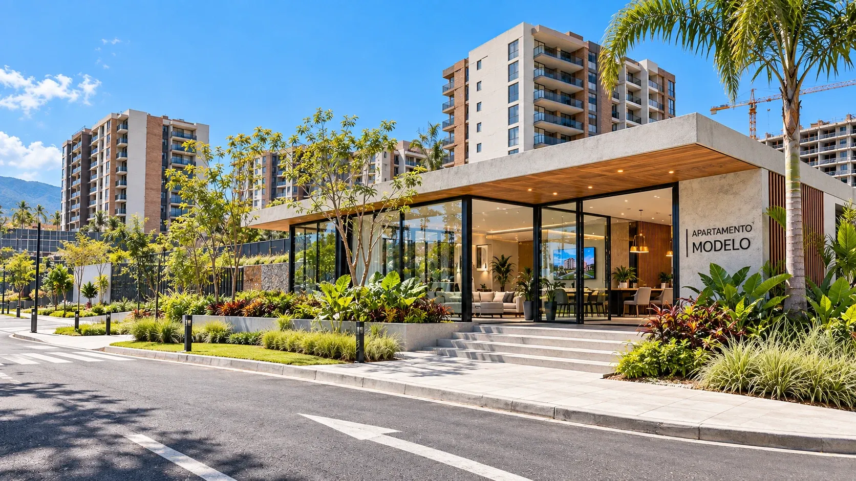 Apartamento modelo con acceso jerarquizado y entorno urbano paisajístico