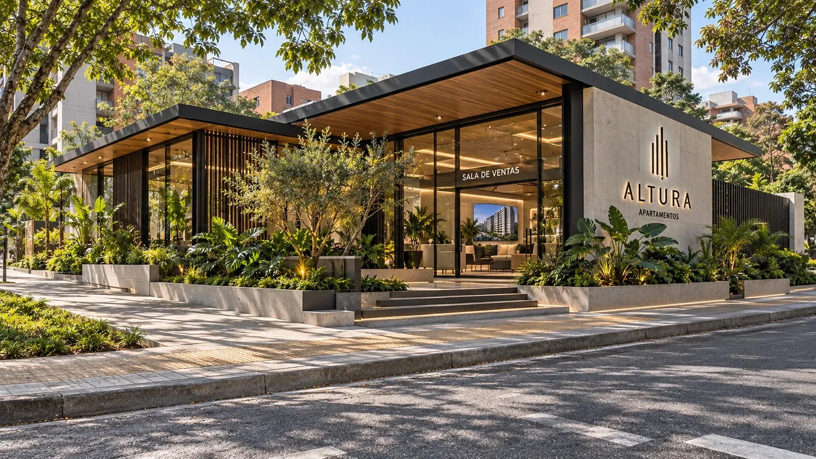 Entrega final de una sala de ventas premium lista para recibir clientes